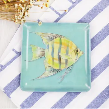 

Dishes & Plates 15cm Creative animal melamine square plate Cake dessert salad plate lovely fish print saucer tableware BY05.1