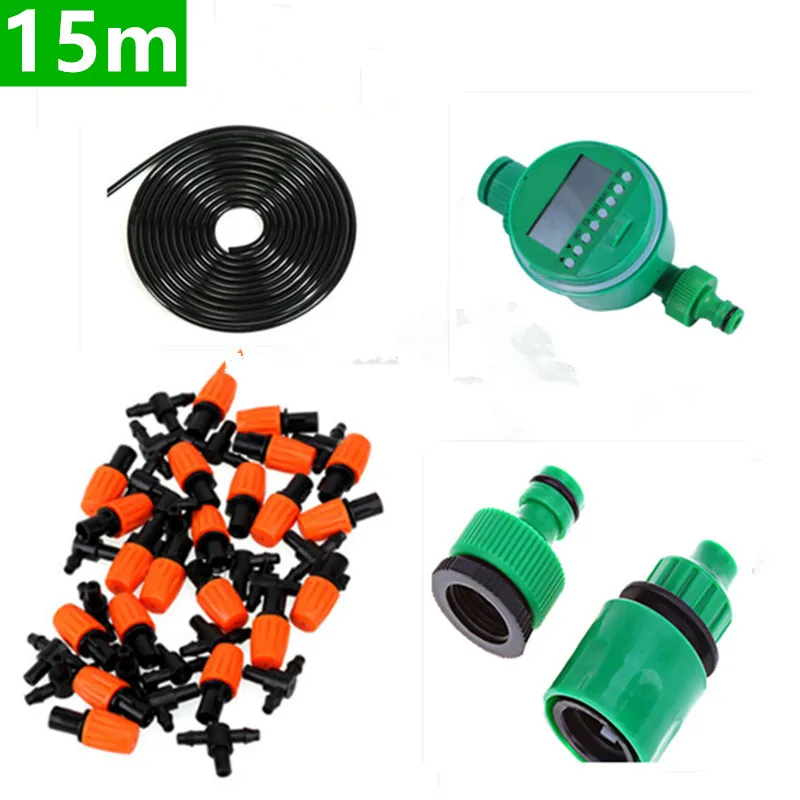 

15M DIY Micro Drip Irrigation System With Automatic Watering Timer Adjustable Dripper Smart Controller Kit Garden Plant BW08