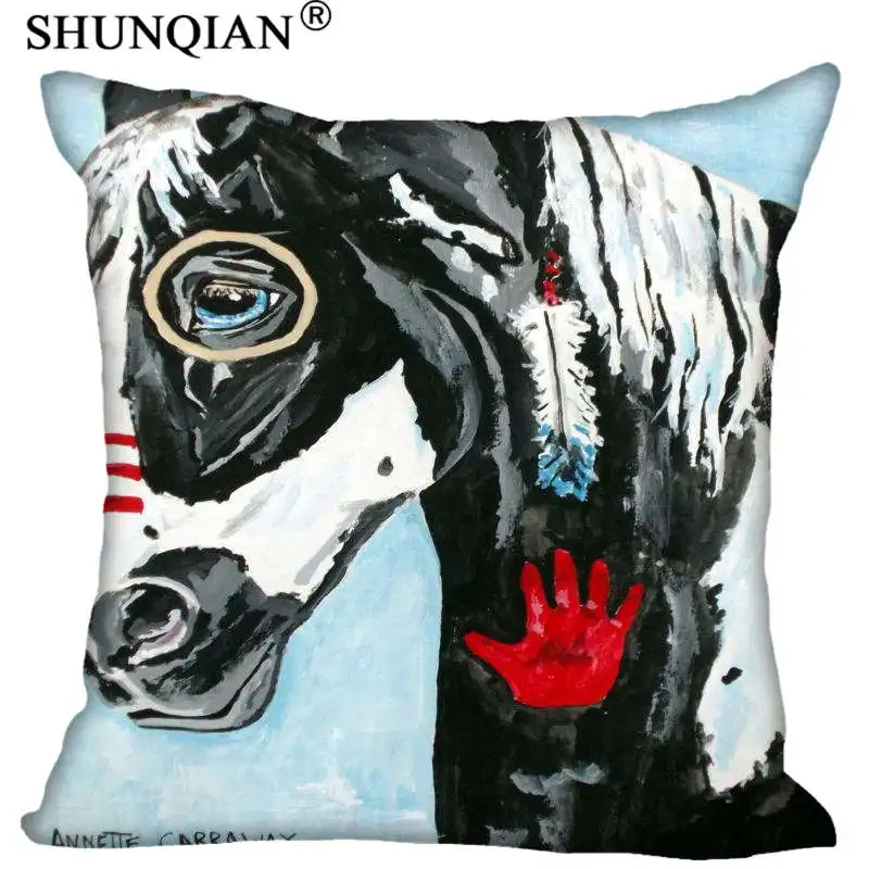 

Hot Sale New Custom horse painting Square Pillowcases zipper Custom Pillow Case More Size Custom your image 40x40cm