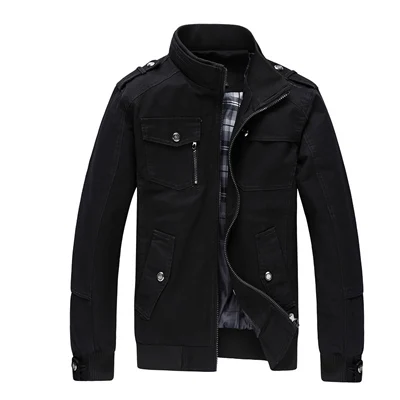 Повседневная мужская куртка, Весенняя армейская военная куртка, мужские пальто, зимняя мужская верхняя одежда, осеннее пальто с карманами на молнии, куртка - Цвет: Черный