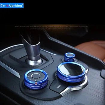 

3 Colors Car Interior Gear Multimedia Knob Decoration Ring Cover Car-styling For Alfa Romeo Giulia Stelvio 2017 2018 accessories