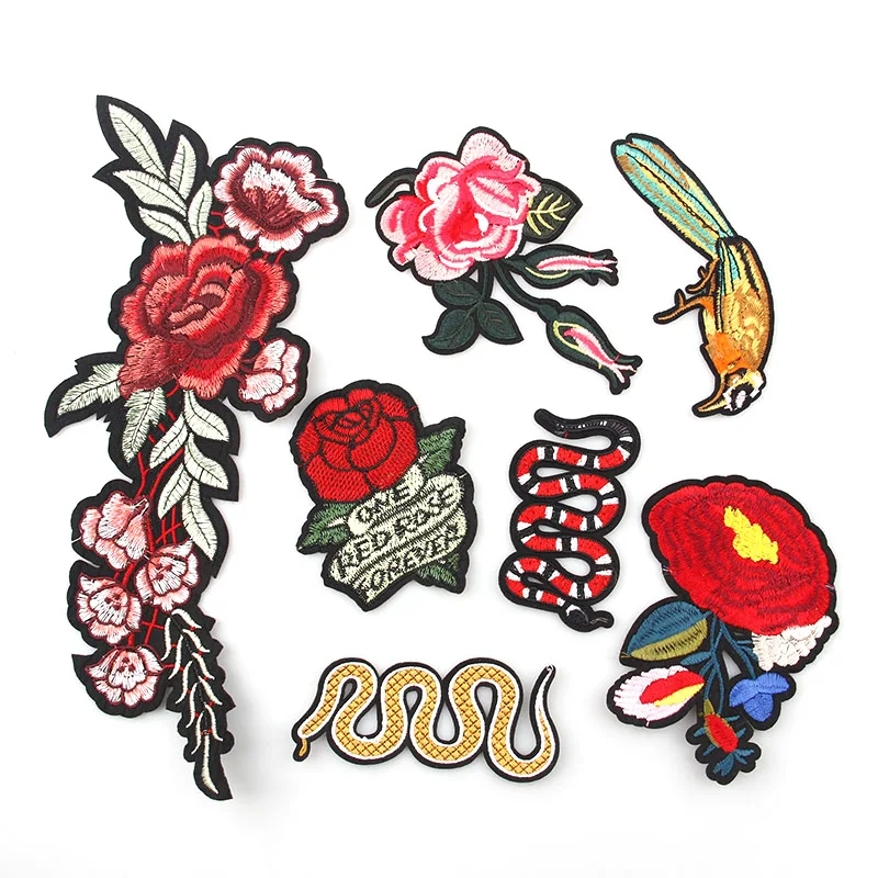 Женский цветочный воротник со змеиным принтом|fabric sticker|applique badgebadge embroidered |