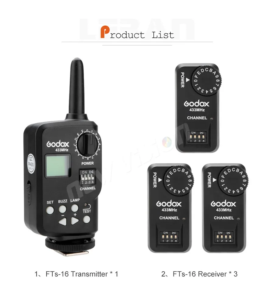 Godox Ft-16s Беспроводной Мощность Управление пульт дистанционного триггера вспышки с регулировкой 1x передатчик+ 3x приемник для уличной вспышки Godox V850 V860C V860N Вспышка Speedlite