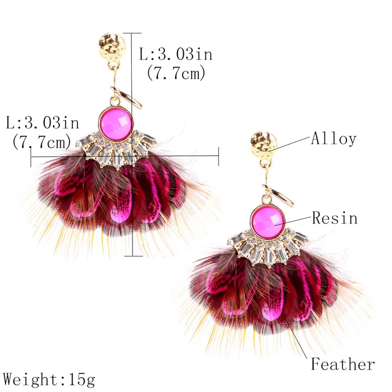 Unique Exaggerated Feather Sector Shape Earring Fashion Handmade Earring For Women Personalized Jewel ET45 (6)