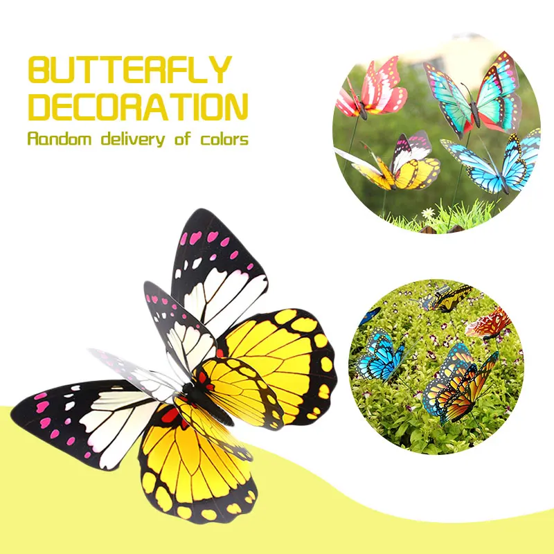 Цвет случайный бабочка садовый декор реалистичный Сад Искусство газон украшение красивый сад орнамент 3D Dorpshipping