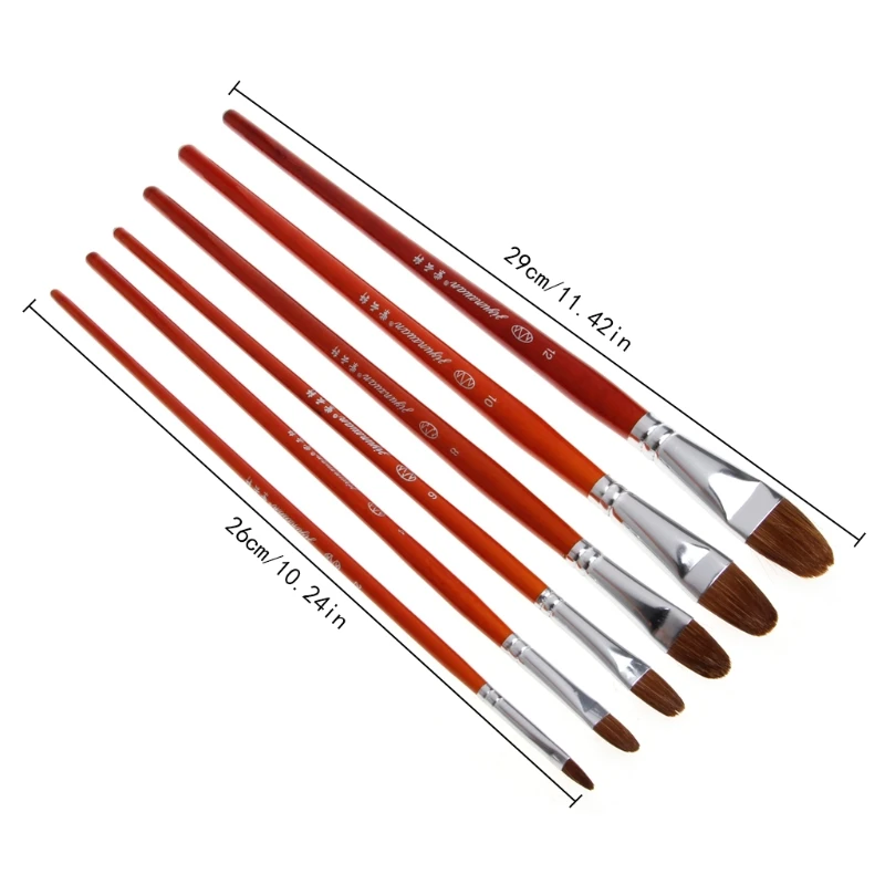 

6Pcs/Set Artist Paint Brush Set Wolf Hair Watercolor Acrylic Oil Painting Drawing
