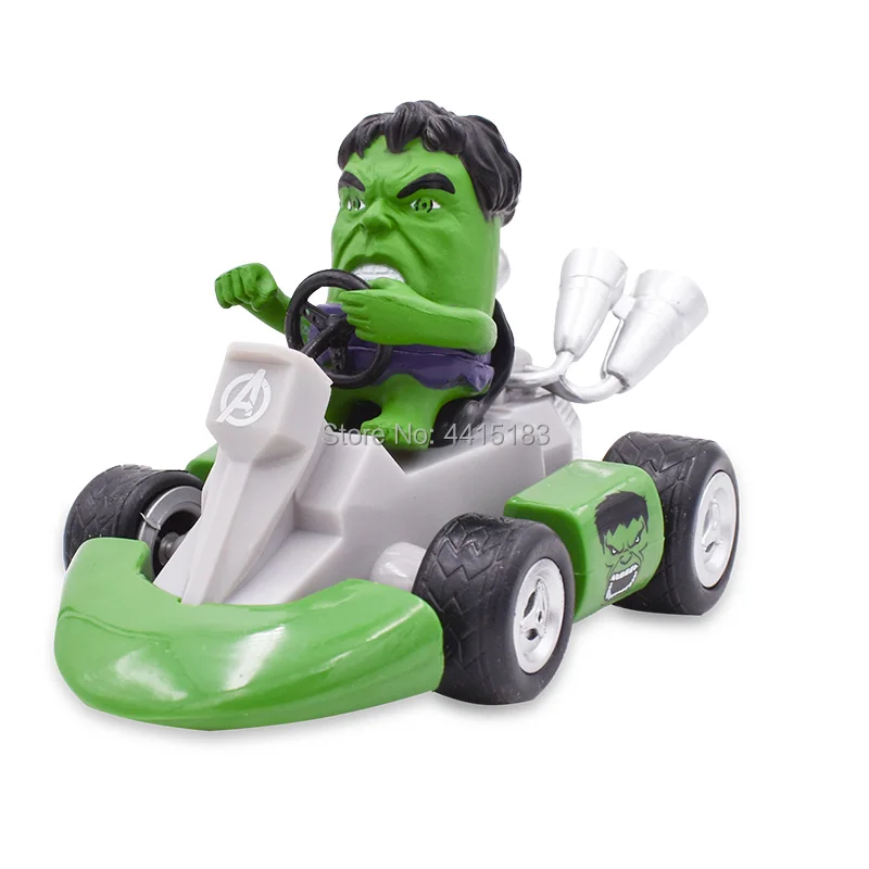 Western Animiation Kart Pull Back Car Hulk Robert Bruce Banner PVC Action Figure Doll Collectible Model Baby Toy Christmas Gift