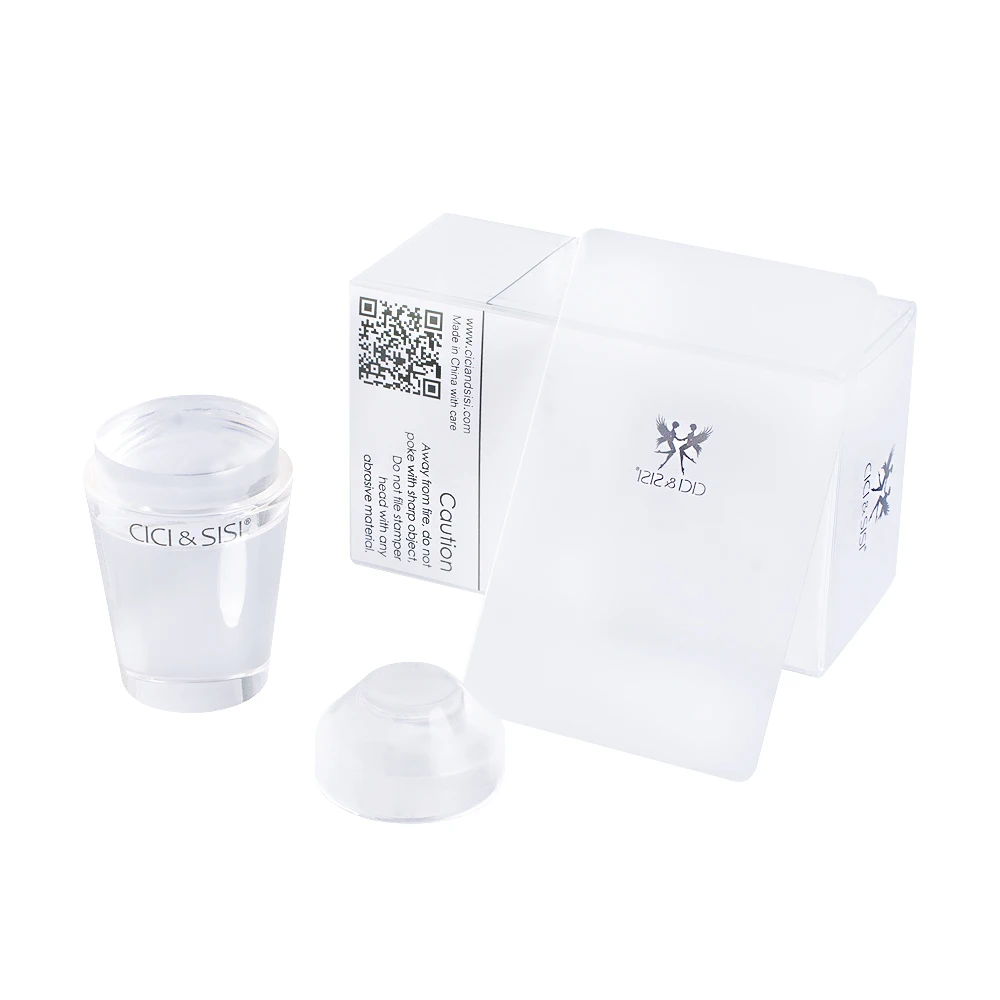

New Pure Clear Silicone Nail Art Stamper Plastic Scraper with 2 soft head Big + Small Transparent Nail Stamp Tools