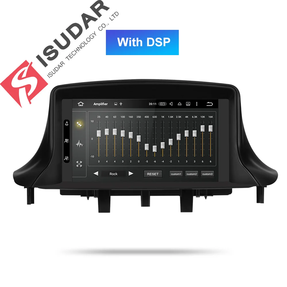 Isudar 1 Din Automotivo радио Android 9 для Renault/Megane 3 Fluence GSP Автомобильный мультимедийный dvd-плеер 8 ядерный ram 4G rom 64G DSP DVR - Цвет: ROM 32GB With DSP