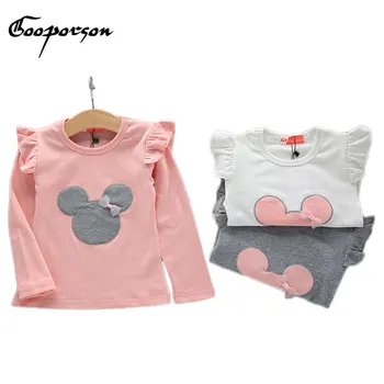 

Baby Girls Long Sleeve Shirt Solid Kids Mickey Tops Clothes Children Tee Shirt Cartoon Outfits Basic Kids Cotton Clothing
