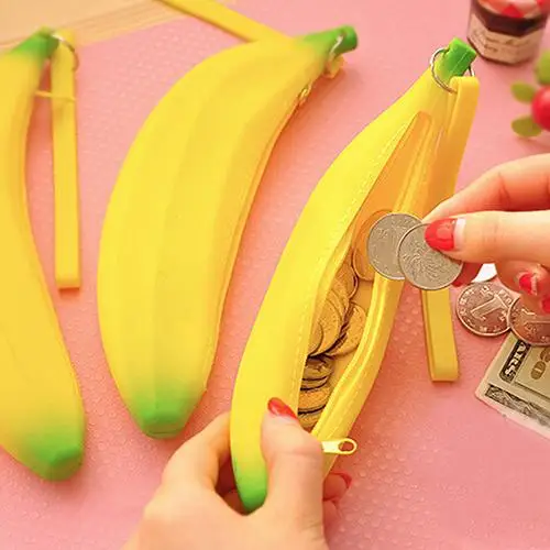 

Coin Purses Women Pencil Case Banana Kids Portable Cute Silicone Pen Bag Children's Wallet monederos mujer monedas porte monnaie