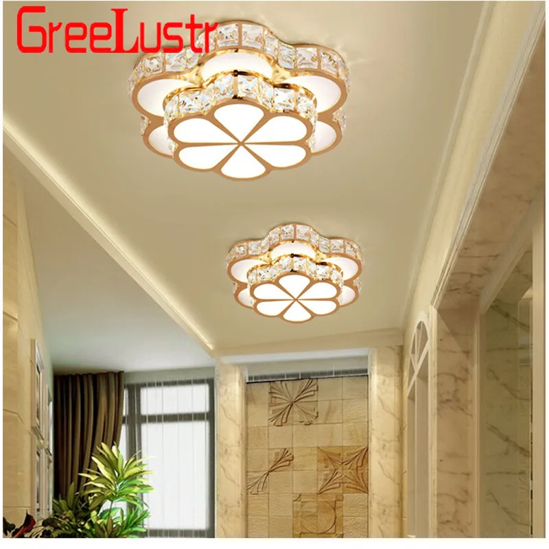  Flower Design Crystal Ceiling Chandelier Lamps Gold Led Plafonnier For Aisle Lustre Corridor Balcon - 32954799650