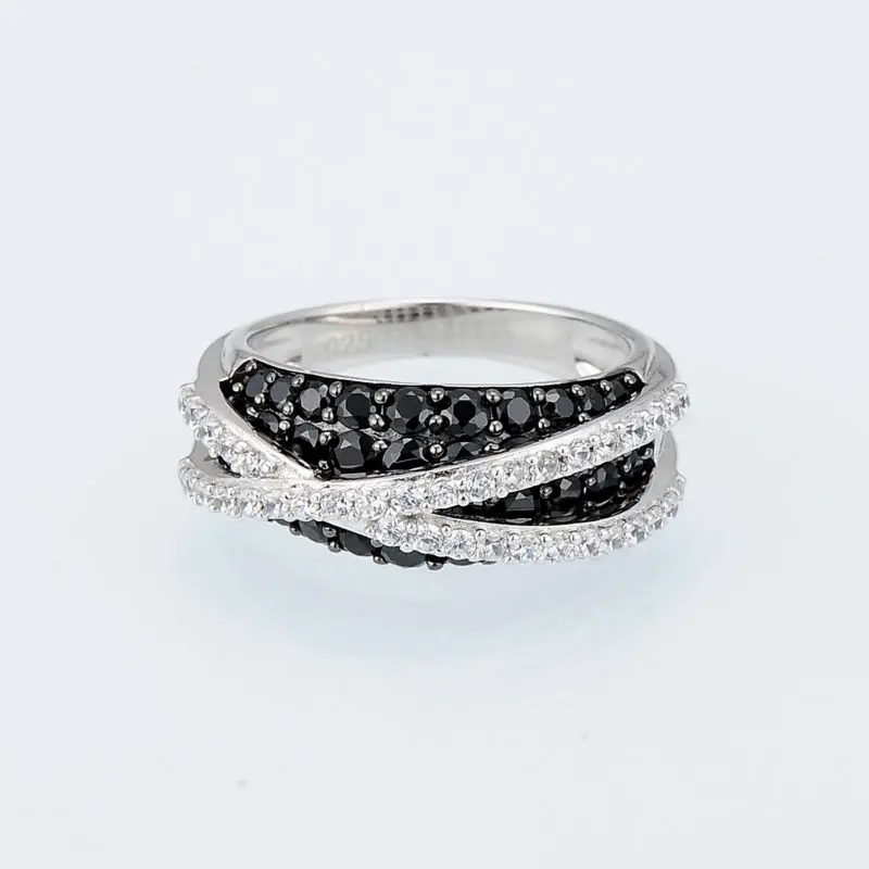 SANTUZZA серебряное кольцо для женщин, 925 пробы, серебро, натуральный черный камень, роскошное классическое индивидуальное уникальное кольцо, модное ювелирное изделие