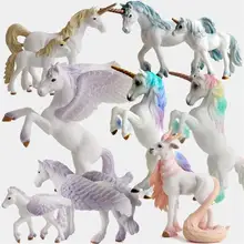 Colorful Unicorn Toy Simulation Mini Animal Model Unicorns Flying Horse Figure Model Wild Figures Kids Educational Toys Figurine