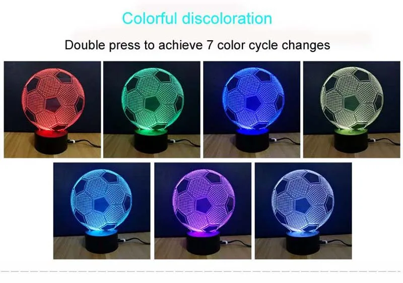 Touch switch 3D Visual Lights LED Football light Cap Helmet 7 color changing USB table desk Lamp Illusion Lamp Night Light  (8)