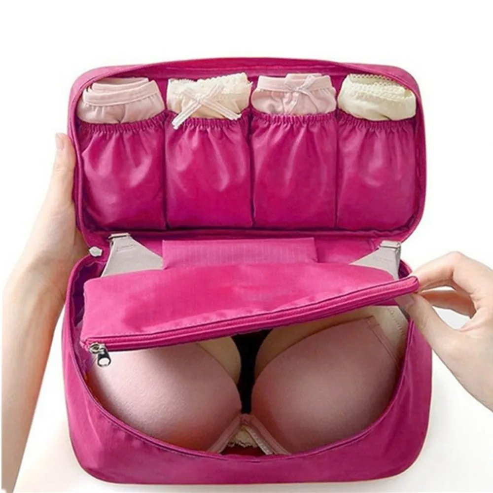 

AOTU Portable Waterproof Women Underwear Bras Storage Bag Girl Travel Cosmetic Makeup Organizer Bag Luggage Case Holder handbag