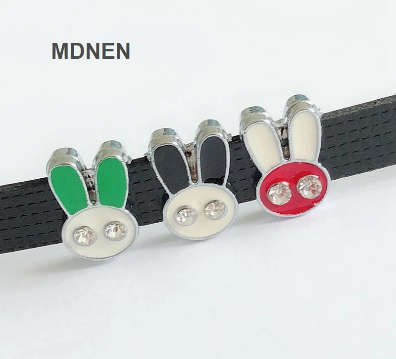 

Free Shipping, 20PCS 8MM Mixed Color Enamel Rabbit Slide Charms Slide Letters Fit 8mm Wristbands, Belts