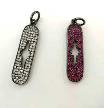 

Off 10%--AA+ 6pcs CZ Micro Pave 30X6mm Long Oval Pendant,cross pendant ruby red charm jewelry