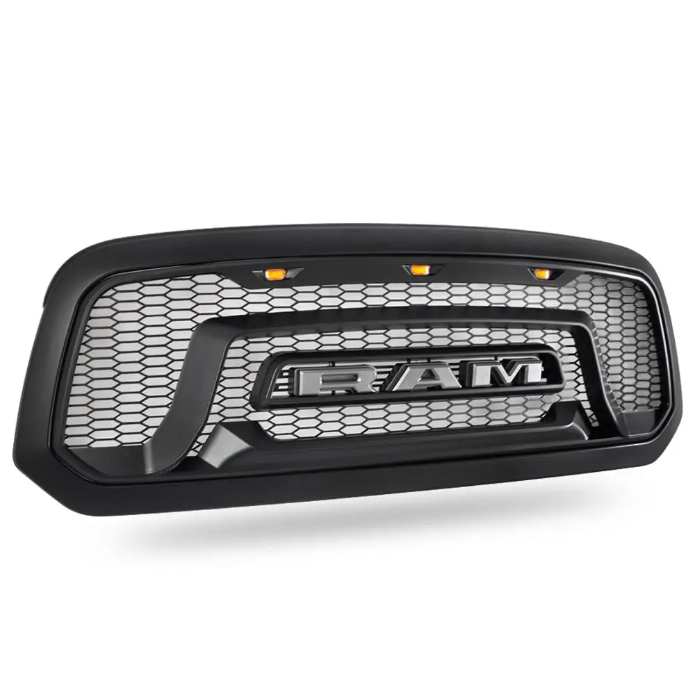 

Fit For 2013-2018 Dodge Ram 1500 Mesh Grille Rebel Style Front Grill Hood LED US Stock