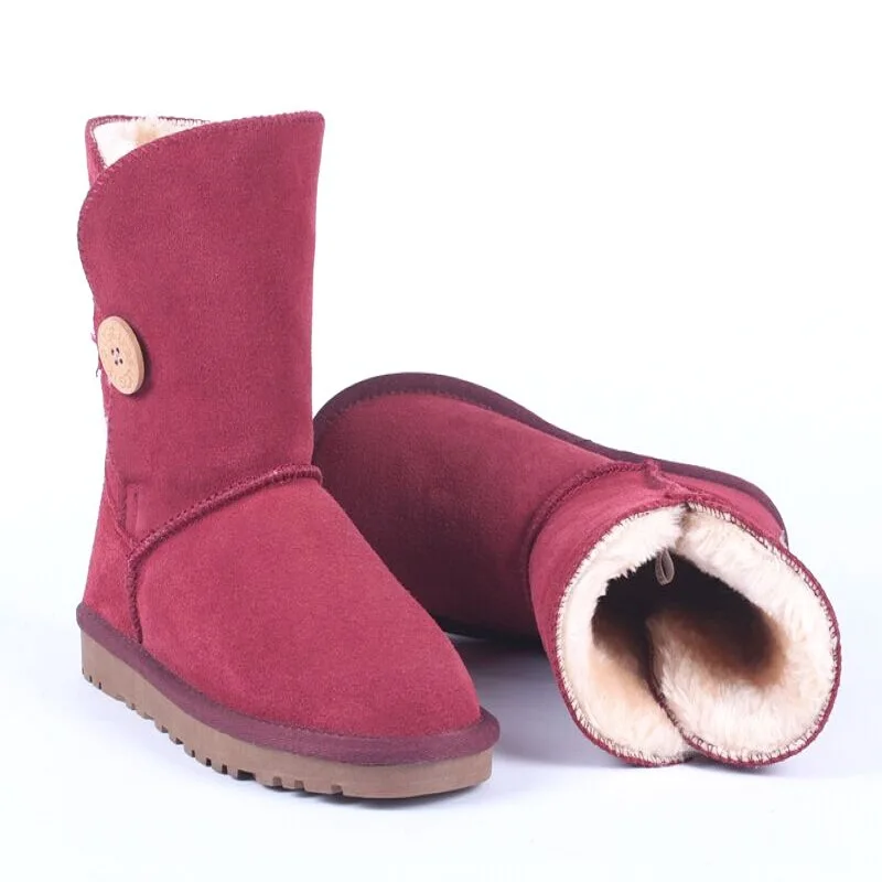 

Hot Selling Fashion High Quality Genuine Leather Fur Boots Warm Winter Snow Boots Feminina Bota one buckle size 35-45