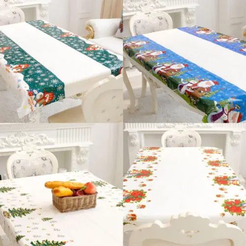 Christmas Tablecloth Santa Bells Xmas Tree Print Party Dining Christmas Tablecloth Santa Bells Xmas Tree Print Party Dining Kitchen Table Cloth Wipe Clean Cover Decoration In Tablecloths From Home Garden On