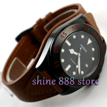 

43mm Parnis black dial PVD case Sapphire Glass miyato Automatic mens Watch