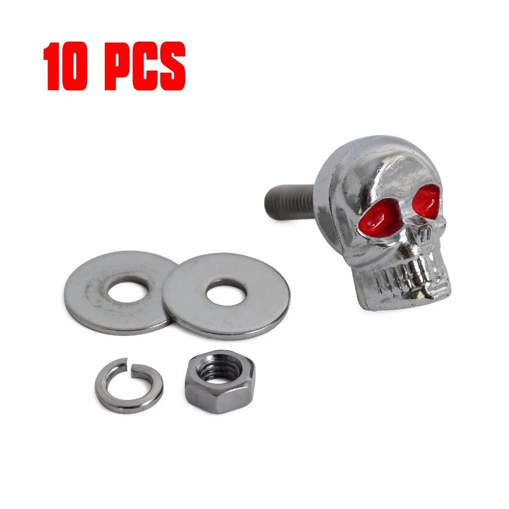 10 XM5 Chrome SKULL License Plate Frame Screw Screws Bolt Motorbike