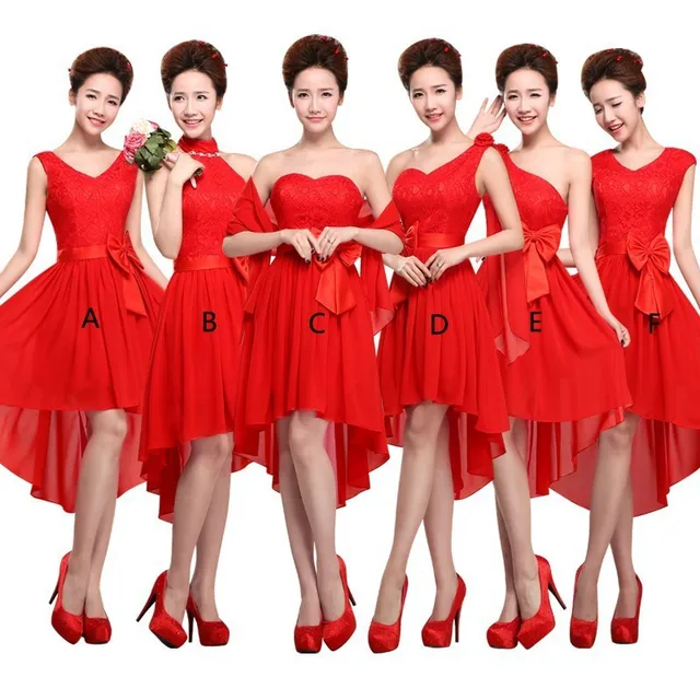 Red and White Bridesmaid Dresses