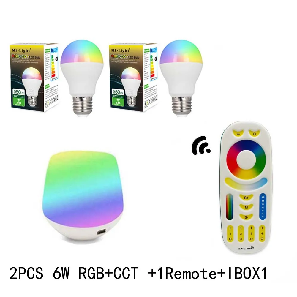 Milight светодиодные лампы 6 Вт E27 RGB + CCT светодиодные лампы + rgbww Remote + IBX1 РФ дистанционного Wi-Fi led прожектор свет AC85-265V Бесплатная доставка