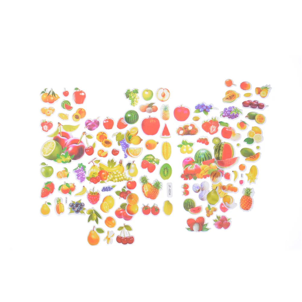 6 Sheets Real Fruits Fruitage Greens Pear Banana Grapes Scrapbooking Bubble Stickers Emoji Reward Kids Toys Factory Direct Sales