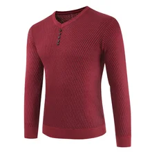 Мужской осенний свитер свитер с длинными рукавами v-образный Вырез 5 свитер пуговицы