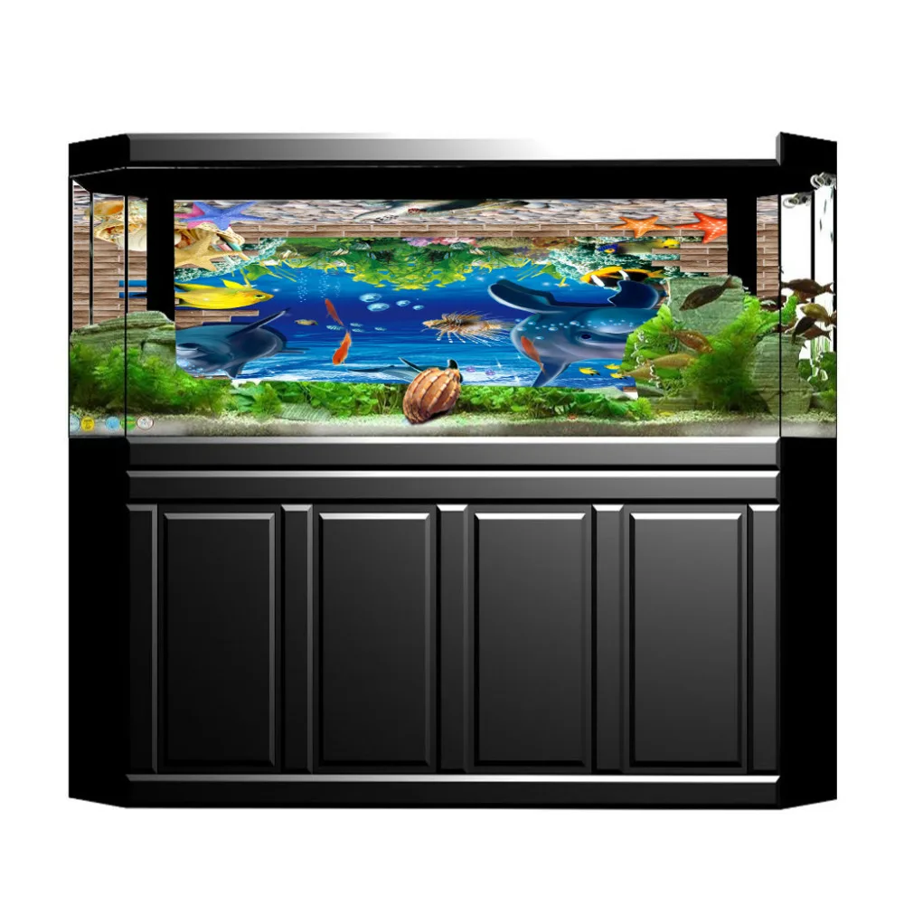 

122cm Length PVC Aquarium Poster Background Decoration Aquarium Ocean Decorative Wall Background Poster For Fish Tank Decor MA15