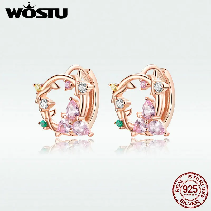 

WOSTU 100% Real 925 Sterling Silver Stud Earrings For Women Big Red Love Heart Romantic CZ Earrings Jewelry Gift BNE135