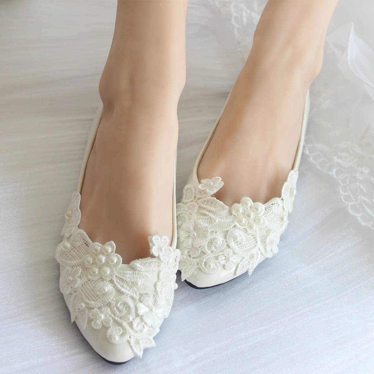 Hochzeitsschuhe Damen Flach aliexpress buy pearl lace wedding shoes white Hochzeitsschuhe Damen Flach aliexpress buy pearl lace wedding shoes white