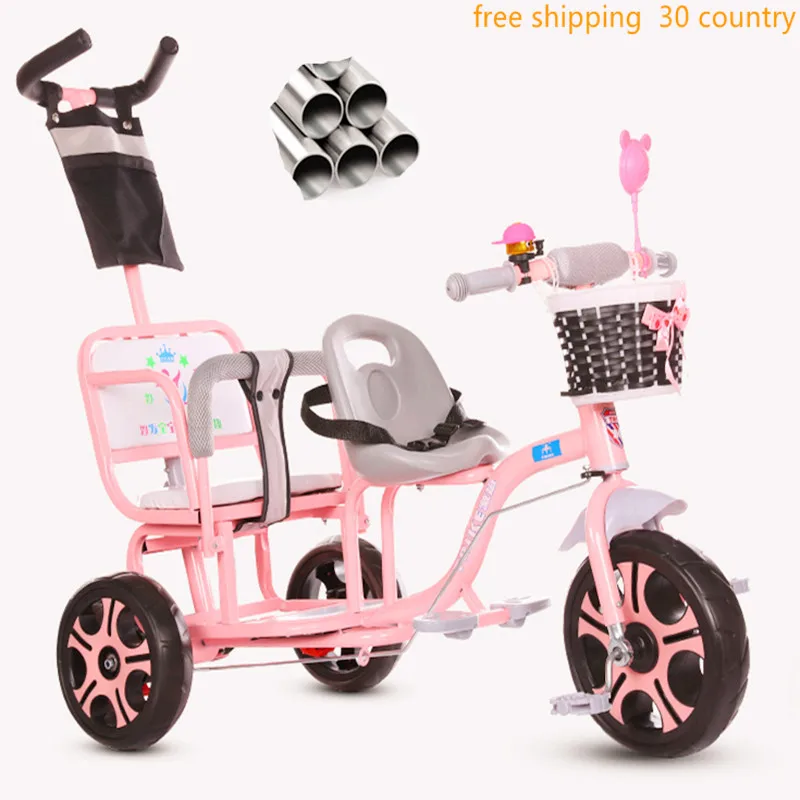 Детский трехколесный велосипед, беговел 3 в 1, двойная коляска, двойная с ребенком, трюк