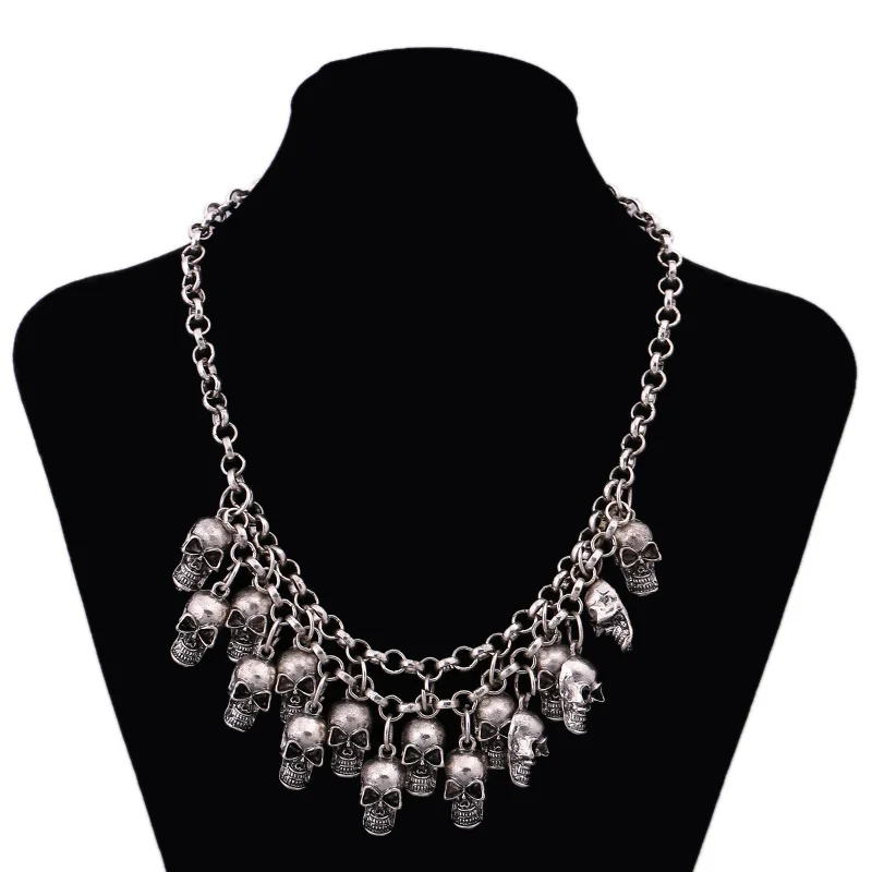 Винтажное женское ожерелье s Хэллоуин ювелирное металлическое ожерелье в стиле ретро с черепом Новое массивное ожерелье чокер ожерелье женское