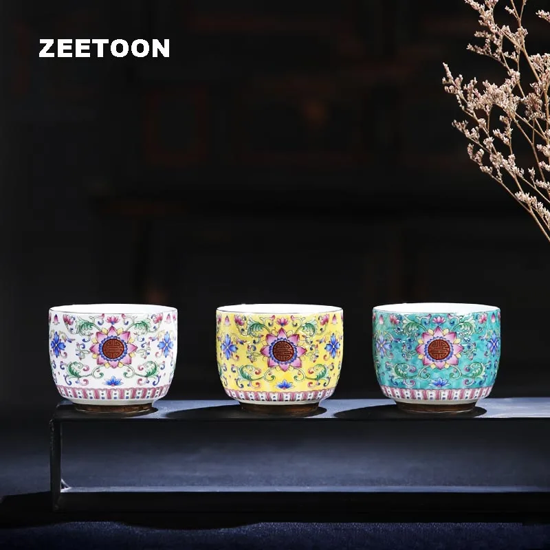 120 мл Jingdezhen цветные эмалевые подсолнухи бутики керамические мастерские чашки