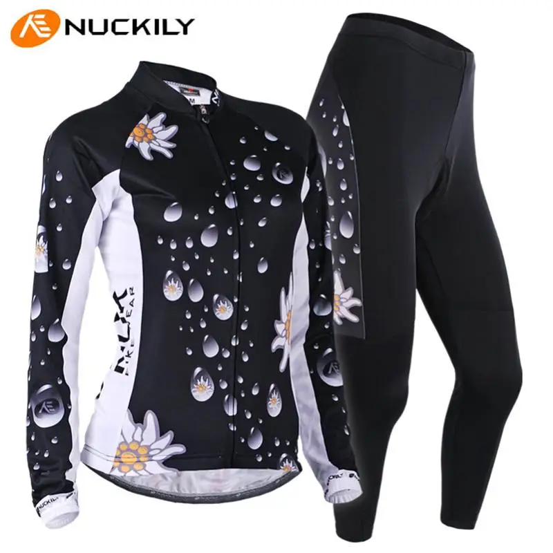 

NUCKILY Winter Women Cycling Sets Bike Bicycle 3D Padded Clothings Riding Ropa Ciclismo Fleece Long Sleeve 2Colors