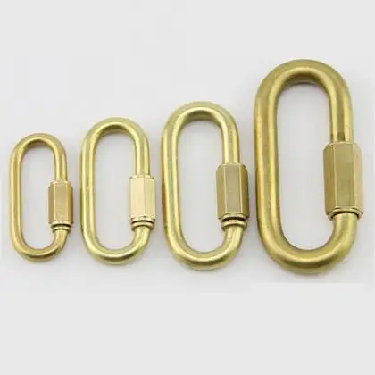 2pieces/lot 4.0mm brass copper Portable Camping Hiking O Shaped quick release Quick link Buckles Hasps Clip Hook Key Chain Ring
