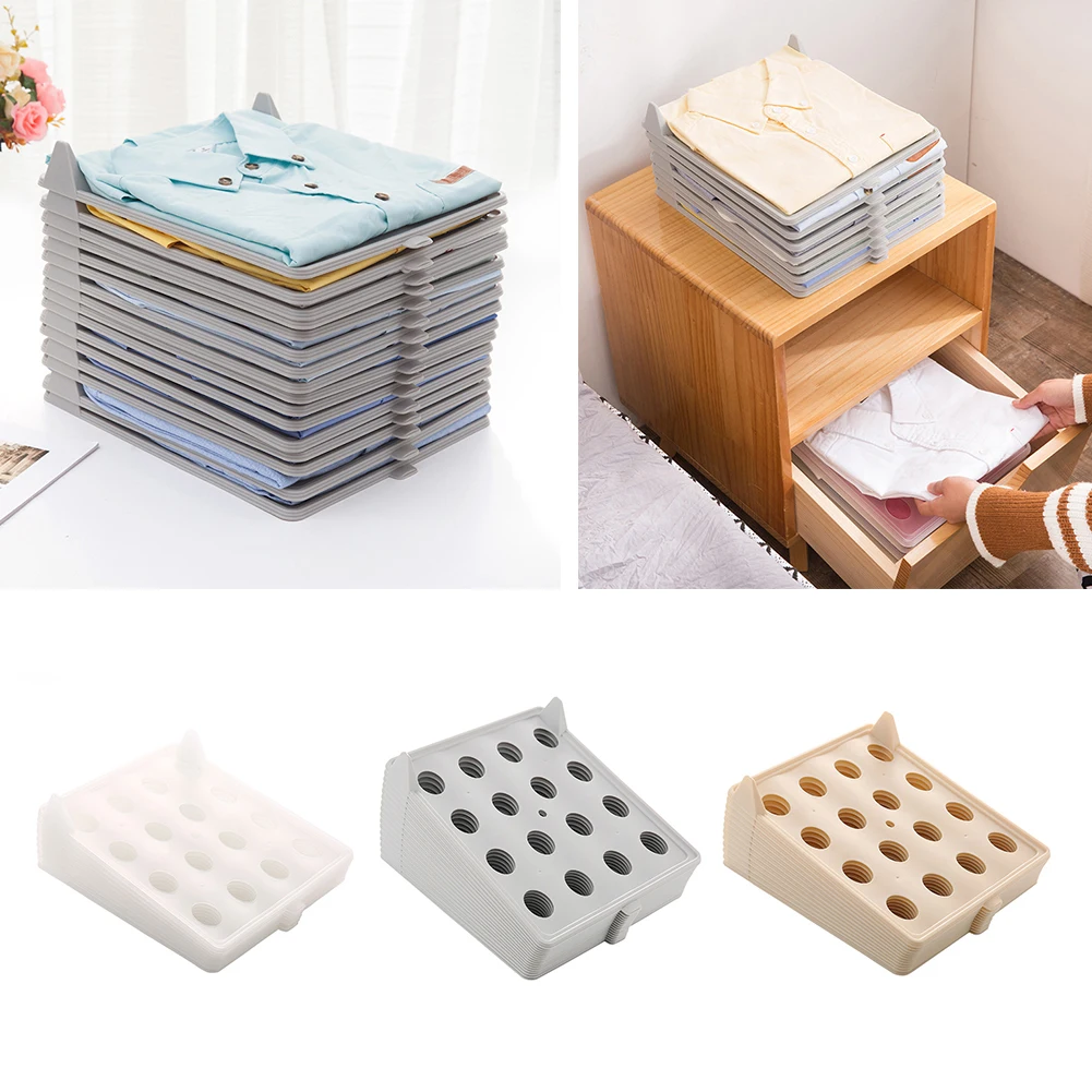 

10PCS/Lot Clothes Folding Board Laundry Storage Shelf Clothing Fold Board Shelves Shirt Underwear Stacked Rack Closet Organizer