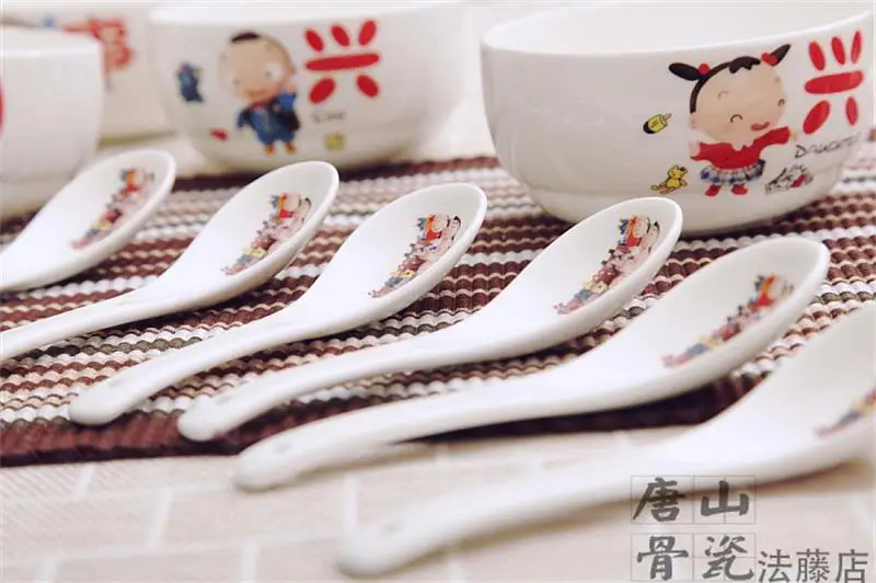 Набор из 12 предметов, набор чаш из костяного фарфора, картонная семейная картина, керамическая китайская посуда, термочаша для продуктов питания