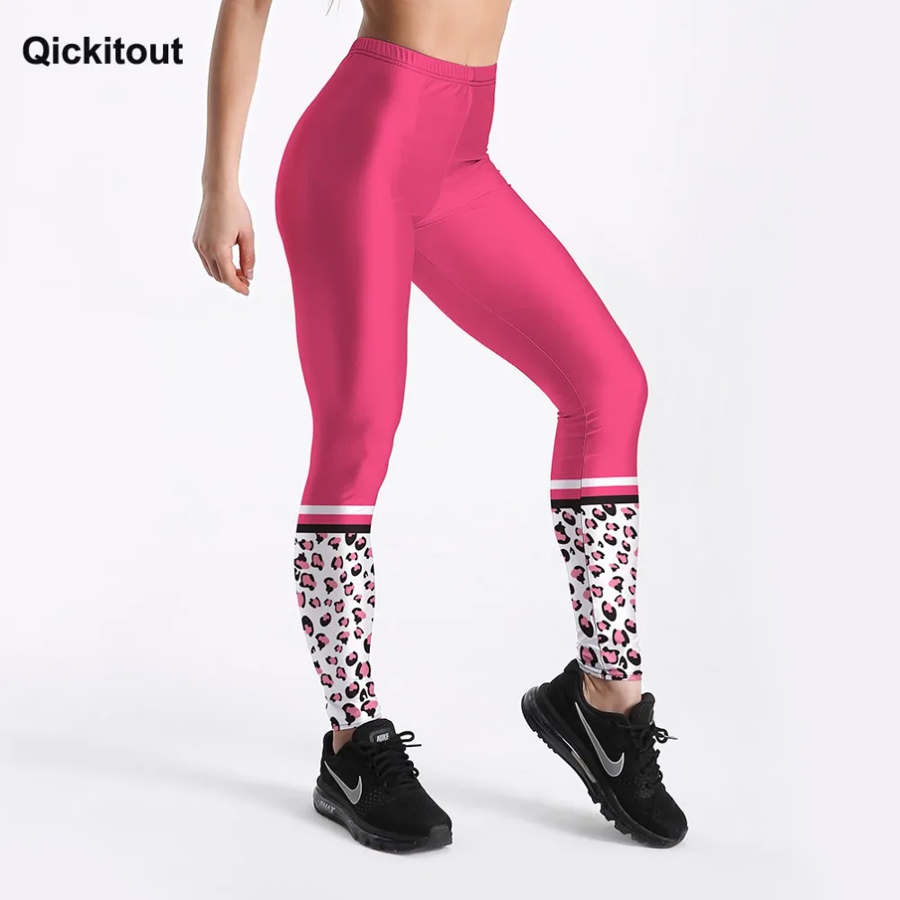 

Qickitout New Arrival Summer Style Sexy Cute Girl in Women's Leggings Leggings Pink Leopard Print Leggings Workout Slim Trousers