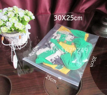 

30x25cm Clothing bags PE Transparent zipper bag Clothes packing bag 2 side transparent Plastic bag Blank spot 100pcs