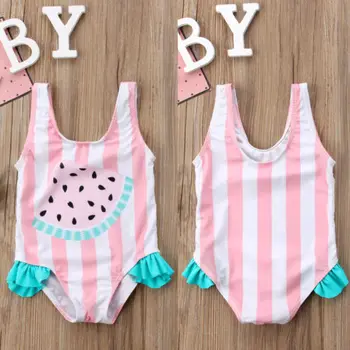 

Pudcoco Baby Girls Cute Swimwear Bow Tankini Watermelon Striped Bikini Swimsuit Bathing Suit Beachwear