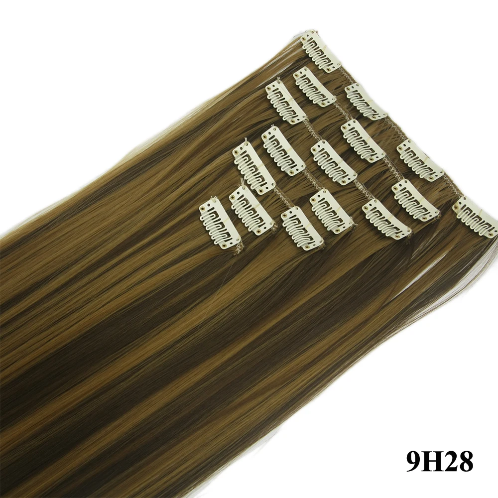 Soowee 7 шт./компл. длинные прямые серый светлые шиньоны синтетические волосы Pad волосы для наращивания на заколке-в комплект на всю голову мега волос - Цвет: T1B/613