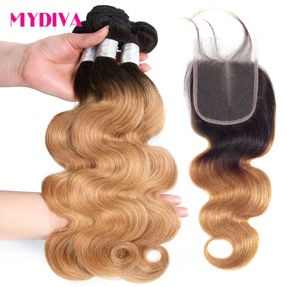 Ombre Bundles With Closure Blonde Hair Weave Bundles With Closure Brazilian Hair Weave Bundles With Closure Body Wave Non Remy