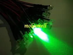 1000 шт. 3 мм 5 В зеленый прозрачный круглые светодиодные лампы Набор Предварительно проводной 3 мм зеленый LED 5 В DC Проводной