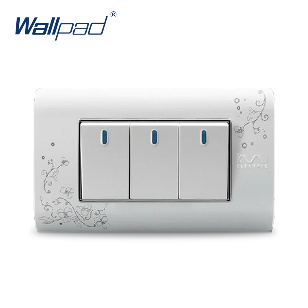 

3 Gang 2 Way Wallpad Luxury Wall Switch Panel Light Switch Push Button Switch C30-118 118*72MM 110~250V
