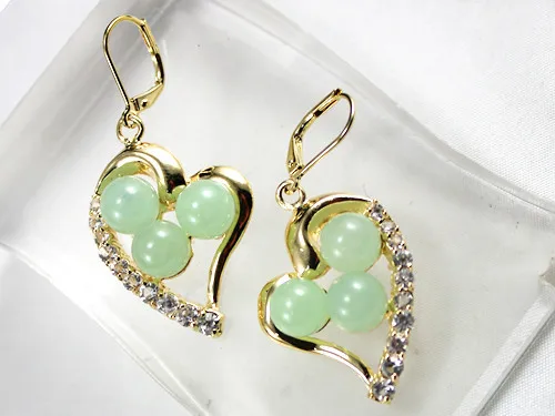 

women good New Style! Free shipping 8MM Light Green Jewelry Drop Earring gem stone 925 silver Jewelry