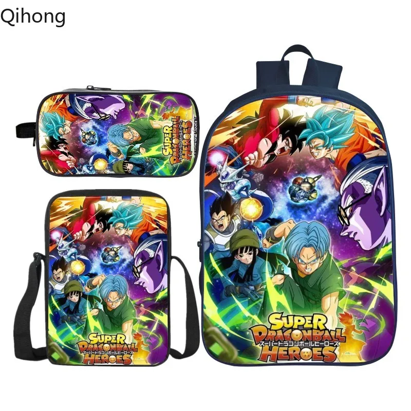 Лидер продаж, 3 шт./компл., модные детские школьные сумки с 3D принтом Dragon Ball, рюкзак для детей, рюкзак на плечо для мальчиков и девочек